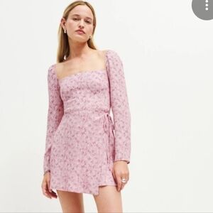 Reformation Rosalie Pink Floral Dress 0